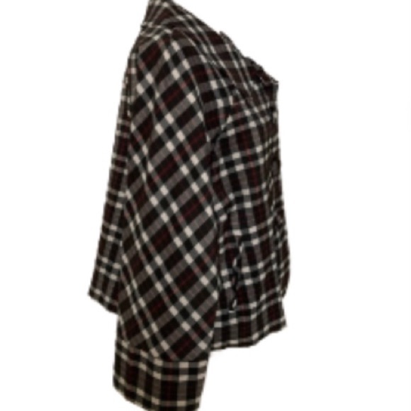 JohnPaulRichard Jackets & Blazers - EUC John Paul Richard Black + Red & White Plaid Lightweight Jacket Size 14